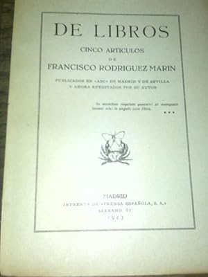 De Libros Cinco Artículos De Francisco Rodríguez Marín