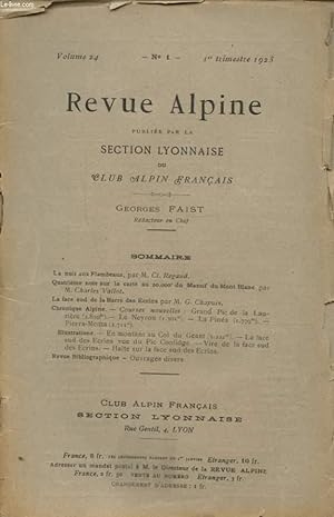 Seller image for REVUE ALPINE VOLUME 24 N1 : LA NUIT AUX FLAMBEAUX - QUATRIEME NOTE SUR LA CARTE AU 20 000 DU MASSIF DU MONT BLANC. for sale by Le-Livre