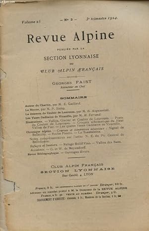 Seller image for REVUE ALPINE VOLUME 25 N3 AUTOUR DU CHARVIN - LA NONNE - LA DESCENTE DU COULOIR DE LOUROUSA for sale by Le-Livre