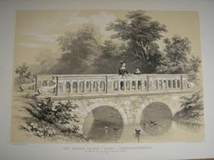 Original Lithograph Illustration of The Garden Bridge at Kirby Hall in Northamptonshire, from the...