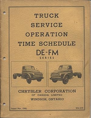 Seller image for Truck Service Operation Time Schedule DE-FM Series for sale by Black Sheep Books