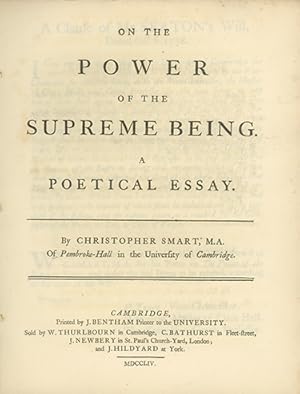 A Complete Set of the Five Seatonian Prize Poems by Christopher Smart, 1750-1756, viz: On the Ete...