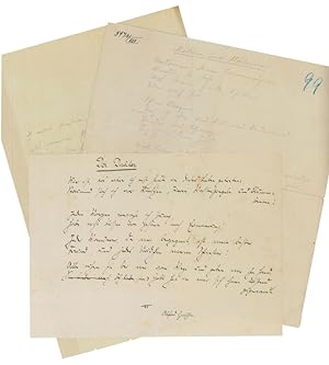 Seller image for Collection of 3 autograph poems, 2 autograph letters, 1 autogr. postcard, 1 telegram draft, and 1 autogr. note, all signed. for sale by Antiquariat INLIBRIS Gilhofer Nfg. GmbH
