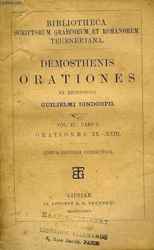 Seller image for DEMOSTHENIS ORATIONES, VOL. II, PARS I, ORATIONES XX-XXIII for sale by Le-Livre