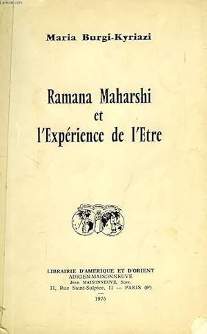 Imagen del vendedor de RAMANA MAHARSHI ET L'EXPERIENCE DE L'ETRE a la venta por Le-Livre
