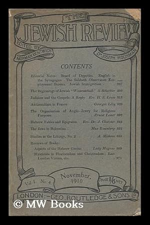 Seller image for The Jewish review: Vol I. No. 4 for sale by MW Books