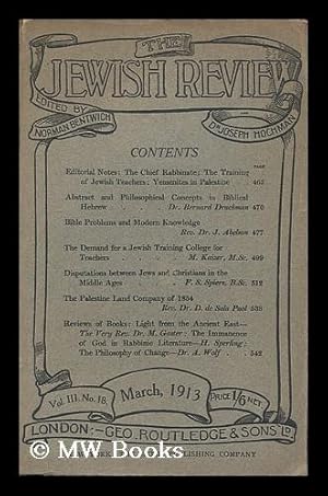 Seller image for The Jewish review: Vol III. No. 18 for sale by MW Books