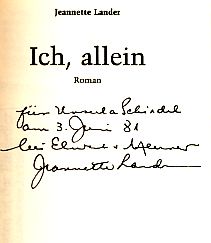 Bild des Verkufers fr Ich, allein. Roman. Autoren-Edition zum Verkauf von Fundus-Online GbR Borkert Schwarz Zerfa