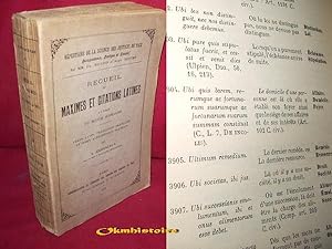 Recueil de Maximes et Citations latines à l'usage du monde judiciaire. Texte latin, traduction fr...