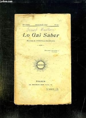 Bild des Verkufers fr LO GAI SABER N 211 MARS ABRILH 1944. REVISTA DE L ESCOLA OCCITANA. zum Verkauf von Le-Livre