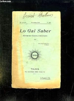 Bild des Verkufers fr LO GAI SABER N 169 NOVEMBRE 1938. zum Verkauf von Le-Livre