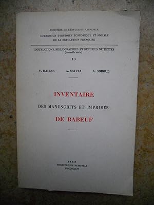 Imagen del vendedor de Inventaire des manuscrits et imprimes de Babeuf a la venta por Frederic Delbos