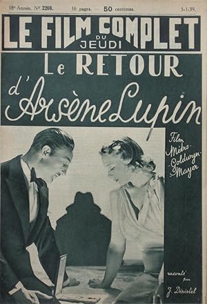 Image du vendeur pour LE RETOUR D'ARSENE LUPIN (Arsene Lupin Returns) : Le Film Complet du Jeudi n2208 du 5-1-1939 mis en vente par Bouquinerie L'Ivre Livre