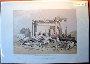 Antique Duotone Engraving. Portion of the Eastern Portico, Baalbec.