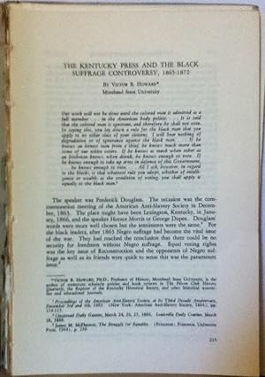 Seller image for The Kentucky Press And The Black Suffrage Controversy 1865 - 1872 for sale by Legacy Books II