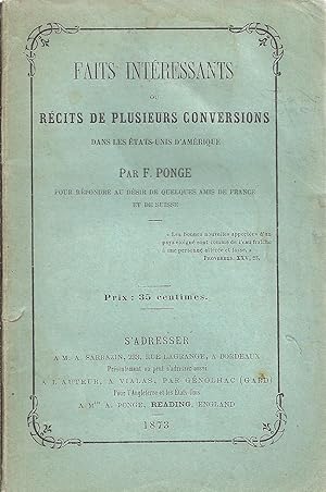 Faits intéressants ou récits de plusieurs conversions dans les Etats-Unis d'Amérique pour répondr...