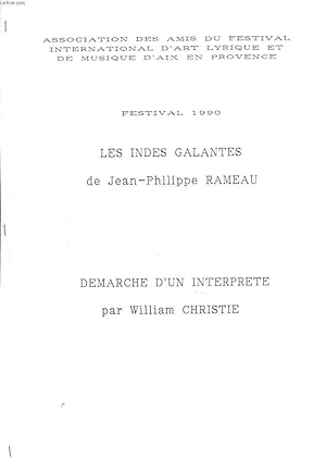 Image du vendeur pour LES INDES GALLANTES DE J. PH. RAMEAU. DEMARCHE 'UN INTERPRETE. mis en vente par Le-Livre