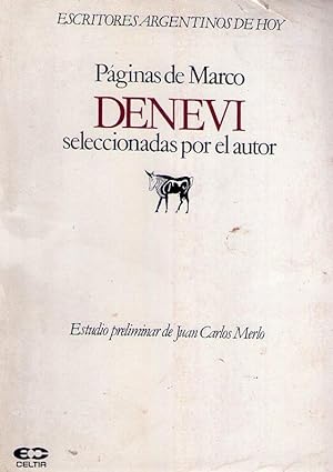 Immagine del venditore per PAGINAS DE MARCO DENEVI. Seleccionadas por el autor. Estudio preliminar de Juan Carlos Merlo venduto da Buenos Aires Libros