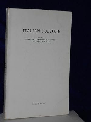 Bild des Verkufers fr Italian Culture: miscellanea di studi in onore del professor R. Raffaele Spongano. Volume I: 1978-79. IN ITALIAN AND ENGLISH zum Verkauf von Gil's Book Loft