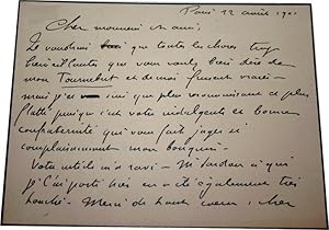 C.A.S.: Carte Autographe Signée Théodore GOSSELIN, dit G. LENOTRE (1855-1935). En date du 12 avri...