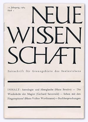 Seller image for Neue Wissenschaft. 12. Jhg. 1959, Heft 1 [von 3]. Zeitschrift fr Grenzgebiete des Seelenlebens. for sale by Versandantiquariat Hans-Jrgen Lange