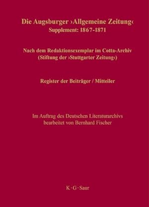 Bild des Verkufers fr Register der Beitrger / Mitteiler : Supplement: 18671871 zum Verkauf von AHA-BUCH GmbH