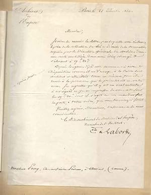 AUTOGRAPH LETTER SIGNED, Paris, 23 déc 1864, to M. Poisy, commissaire-prieur à Amiens.