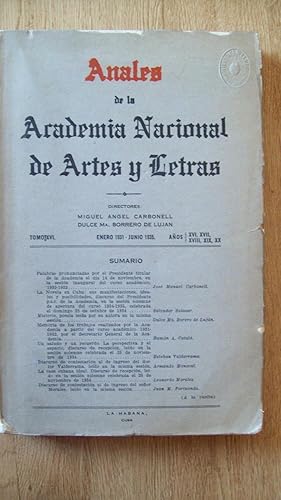 ANALES DE LA ACADEMIA NACIONAL DE ARTES Y LETRAS. TOMO XVI. ENERO 1931-JUNIO 1935