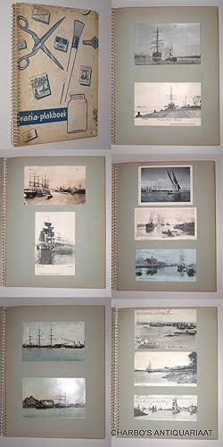 Bild des Verkufers fr Album (modern) with ca. 85 old picture postcards (ca.1898-ca.1913), depicting sailing ships in harbours or docks. zum Verkauf von Charbo's Antiquariaat