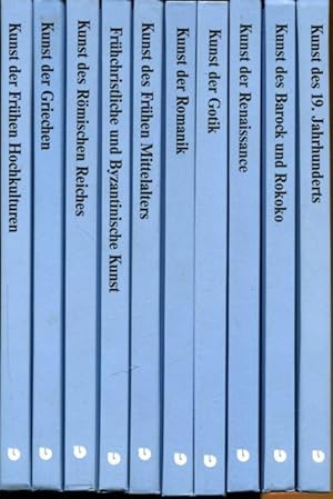 Bild des Verkufers fr Geschichte der Malerei, Plastik und Architektur, 10 Bnde (vollstndig). 1. Kunst der frhen Hochkulturen; 2. Kunst der Griechen; 3. Kunst des Rmischen Reiches; 4. Frhchristliche und byzantinische Kunst; 5. Kunst des Frhen Mittelalters; 6. Kunst der Romanik; 7. Kunst der Gotik; 8. Kunst der Renaissance; 9. Kunst des Barock und Rokoko; 10. Kunst des 19. Jahrhunderts. zum Verkauf von Antiquariat am Flughafen