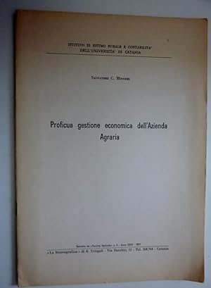 "Istituto di Estimo Rurale e Contabilità dell'Università di Catania - PROFICUA GESTIONE ECONOMICA...