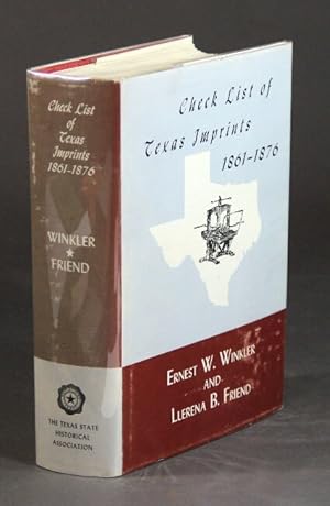 Image du vendeur pour Check list of Texas imprints 1861-1876 mis en vente par Rulon-Miller Books (ABAA / ILAB)