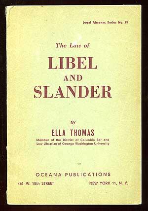 Seller image for The Law of Libel and Slander for sale by Between the Covers-Rare Books, Inc. ABAA