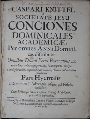 Conciones dominicales academicae, per omnes anni diominicas distributae [.]. Pars hyemalis [et ae...
