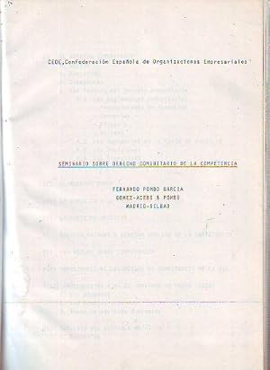 SEMINARIO SOBRE DERECHO COMUNITARIO DE LA COMPETENCIA.