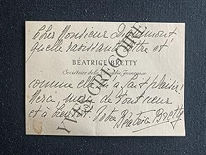 COURRIER CARTE DE VISITE BEATRICE BRETTY A ANDRE DIGNIMONT