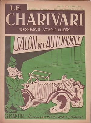 Revue "Le Charivari" n°328 du 8 octobre 1932 : "Salon de l'automobile - Conversion, budget, écono...