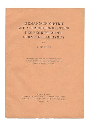 Riemann-Geometrie mit Aufrechterhaltung des Begriffes des Fernparallelismus