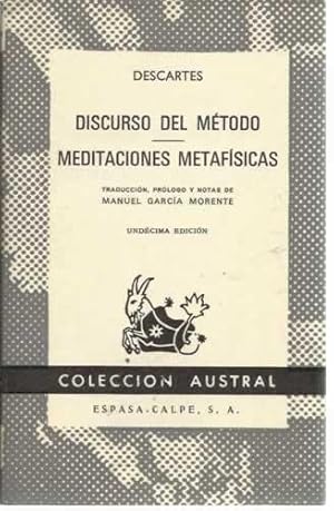 Seller image for DISCURSO DEL METODO. MEDITACIONES METAFISICAS for sale by Librera Cajn Desastre