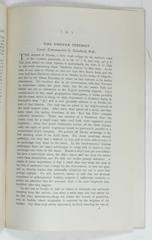 Bild des Verkufers fr The Dhofar District. In: The Geographical Journal. Vol. LXIII No. 2 (February 1919). zum Verkauf von Antiquariat INLIBRIS Gilhofer Nfg. GmbH