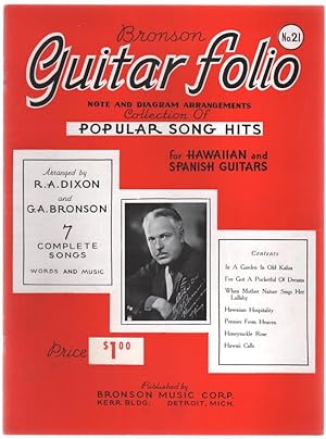 Image du vendeur pour Bronson's Song Folio For Hawaiian And Spanish Guitars No. 21: Collection of Popular Song Hits. mis en vente par Truman Price & Suzanne Price / oldchildrensbooks