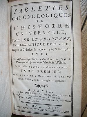 TABLETTES CHRONOLOGIQUES DE L'HISTOIRE UNIVERSELLE T1