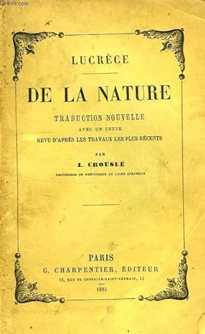 Seller image for DE LA NATURE, TRADUCTION NOUVELLE for sale by Le-Livre