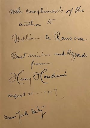 Seller image for The Unmasking of Robert-Houdin. (Signed Presentation Copy!) Robert-Houdin is often credited as being "the father of modern magic. And in this work, Houdini exposes his namesake and one-time hero Robert-Houdin as a fraud. for sale by Brainerd Phillipson Rare Books