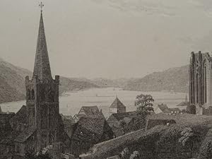 Bacharach et Chapelle St. Verner. Stahlstich von S. Cholet nach Lemaitre. Um 1860. 9 x 14 cm.