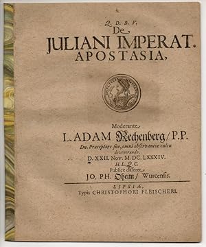 Seller image for De Iuliani Imperat. Apostasia. for sale by Wissenschaftliches Antiquariat Kln Dr. Sebastian Peters UG
