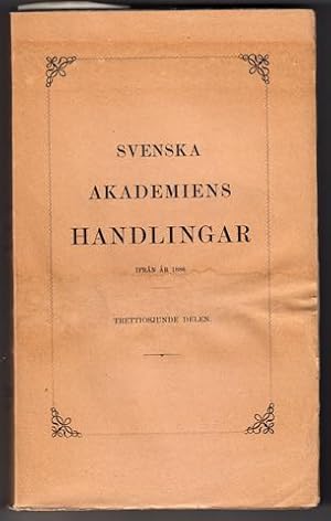 Bild des Verkufers fr Svenska Akademiens Handlingar ifrn r 1886. [Del] 37. 1926. zum Verkauf von Hatt Rare Books ILAB & CINOA