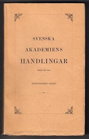 Seller image for Svenska Akademiens Handlingar ifrn r 1886. [Del] 44. 1933. for sale by Hatt Rare Books ILAB & CINOA