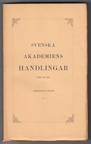 Imagen del vendedor de Svenska Akademiens Handlingar ifrn r 1886. [Del] 18. 1903. a la venta por Hatt Rare Books ILAB & CINOA