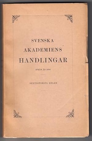 Image du vendeur pour Svenska Akademiens Handlingar ifrn r 1886. [Del] 61. 1950. mis en vente par Hatt Rare Books ILAB & CINOA